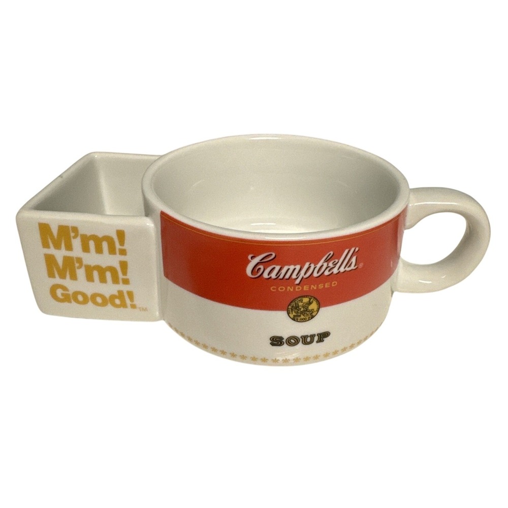 Vintage Campbell Soup Bowl Bowel with side cracker holder, Dishwasher safe